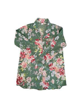 Cupcakes And Cashmere Cottage Core Floral Long Sleeve Sleep Shirt Size Medium